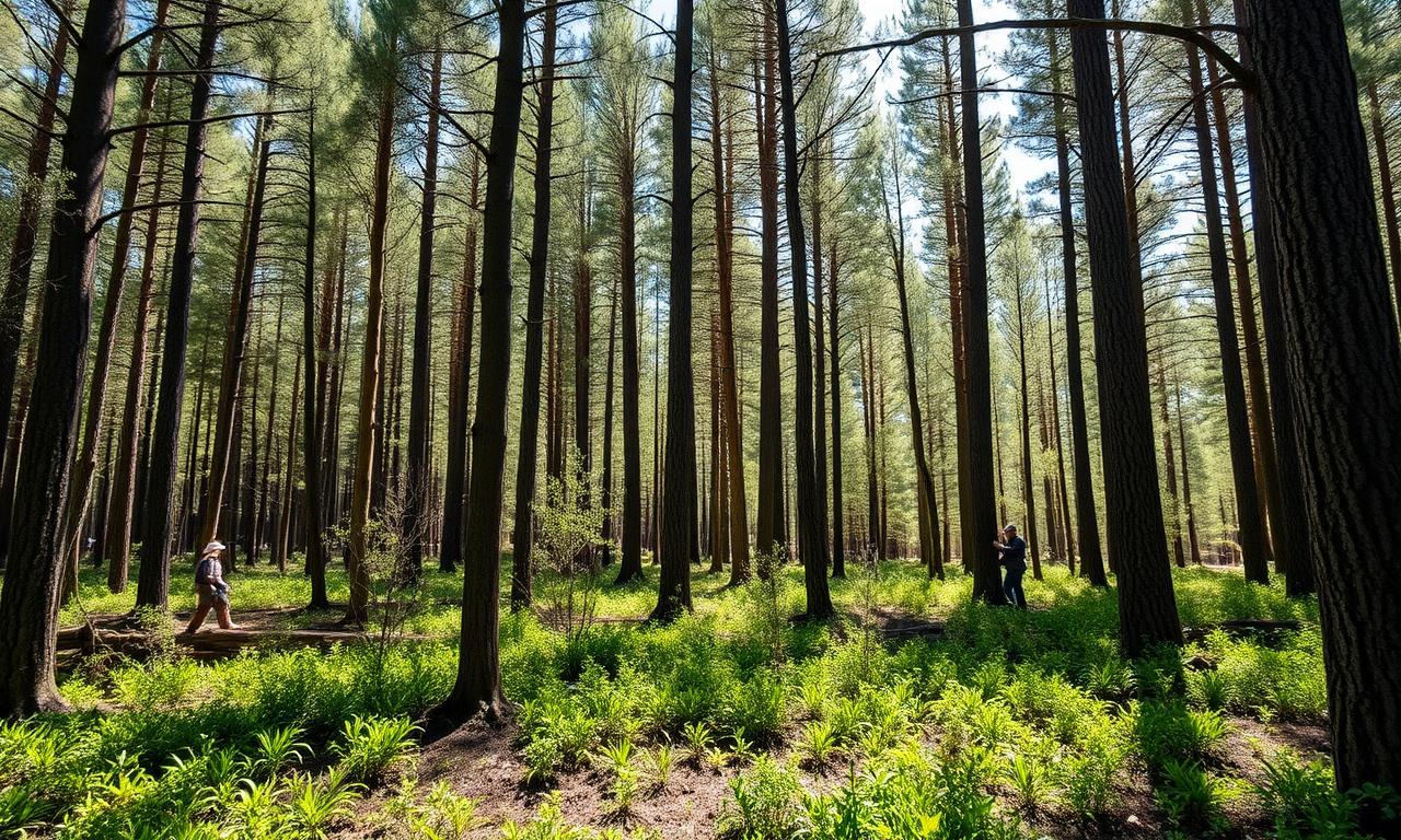Healthy California forest with proper wildfire resilience management and fuels reduction